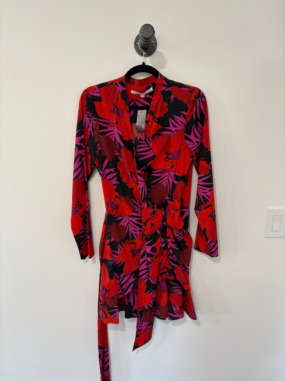 Veronica Beard Floral Silk Blend Wrap Long Sleeve Dress Size 6